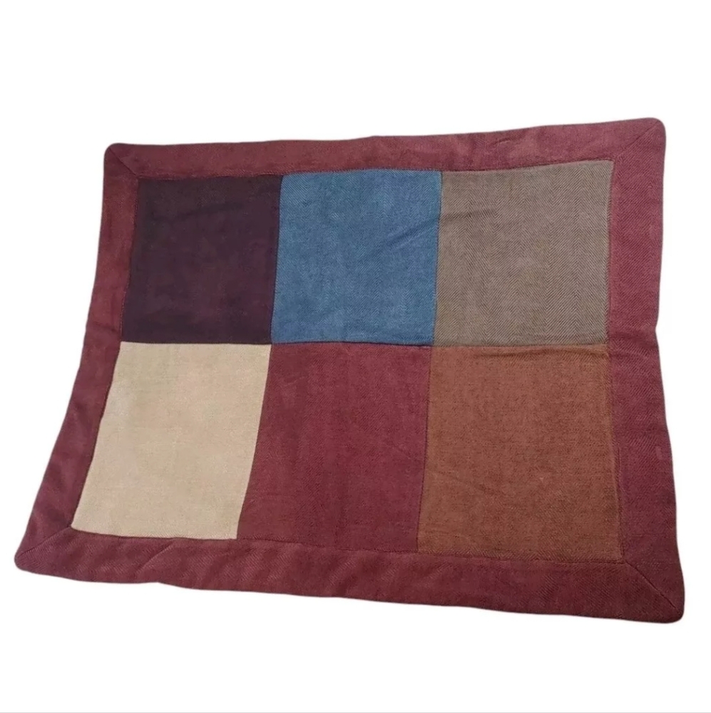 Croscill Chenille Earthy Fall Patchwork Quilted 1 Pillow Sham Standard Sz 26/20